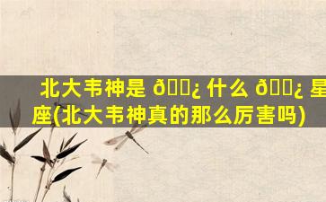 北大韦神是 🌿 什么 🌿 星座(北大韦神真的那么厉害吗)